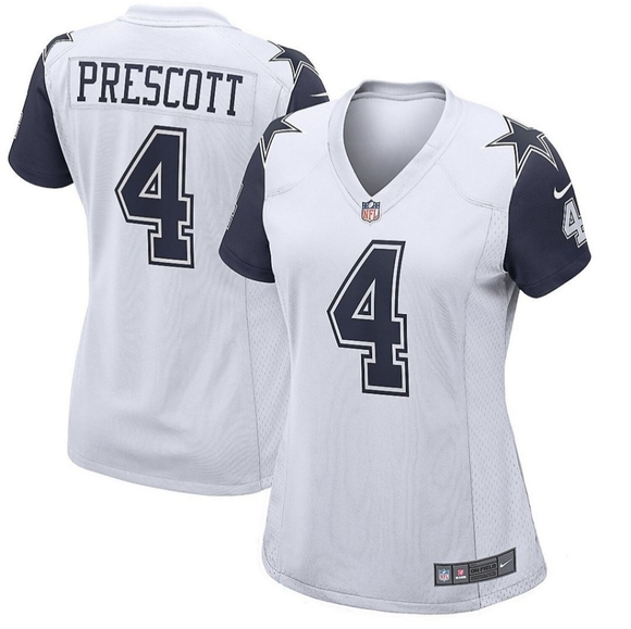 Nike Tops - Nike Dallas Cowboys Jersey Womens Size S Dak Prescott #4 On Field White Blue